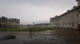 Lightning seen at Greenwich's Old Royal Naval College, London