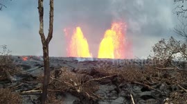 Twin lava fountains spew from Hawaii's Kilauea volcano