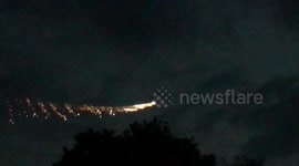 Aeroplane with fireworks on the wings