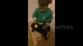 4 yr old gets angry & upset trying to play Bopit