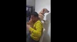 Lili riding Chris