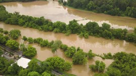 Drone footage of flooding in Asheville, NC USA