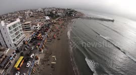 Huanchaco beach filmed with a Drone