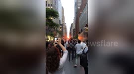 Crowds gather to witness 'Manhattanhenge' phenomenon in New York City