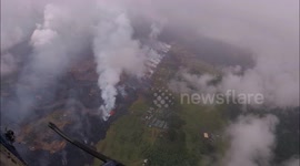 Footage shows aerial view over Lehlani Estates as volcano continues to erupt