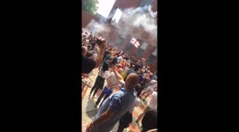 Flares, shouting as pro-Tommy Robinson protesters gather outside Leeds Crown Court