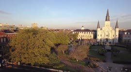 Aerial footage of French Quarter in New Orleans