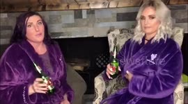 Girls being cheesy showing perks of business