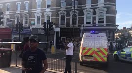 Car ablaze on main road in Brixton London