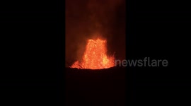 Lava fountain spews from fissure eight in Hawaii