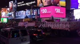 NYPD Park Trucks Around Times Square to prevent attacks on Israel Celebrations