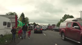 Thousands of gypsies and travellers stop off on the way to the Appleby Horse Fair 2018