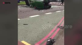Aftermath of high-speed horror crash between a stolen car and a tractor