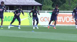 Manchester United new boy Fred training with Brazil team-mates