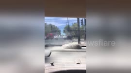 RAW FOOTAGE: Driver rams car then gets out to stomp on it in extreme road rage incident