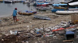 Enormous amounts of plastic trash washing up on Bali