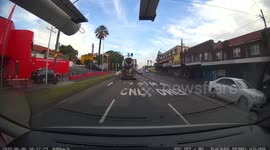 Cement lorry rams and drags Mercedes in hair-raising crash