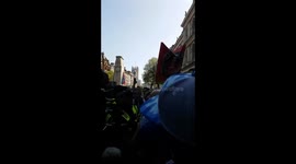 Confrontation at Day for Freedom rally, Whitehall, 6/5/18