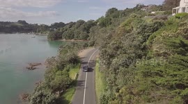 Waiheke Island drone - car driving