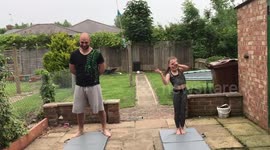 Gymnastics challenge to help motivate Dad to get fit!