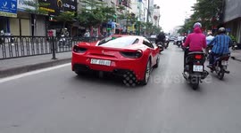 Supercar moving on the street