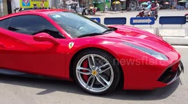Supercar moving on the street