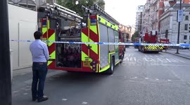 Fire engines outside Mandarin Oriental hotel after the fire