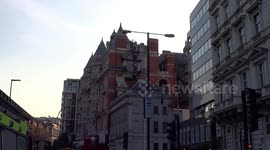 Fire fighters enter Mandarin Oriental top floors after the fire