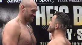Tyson Fury picks up opponent Sefer Seferi at weigh-in