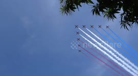 Tricolour Queen's Birthday Flypast 2018 from St James's Park