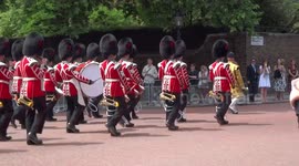 Drummers are marching to St James's Palace after Trooping the Colour and Flypast 2018