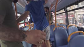 On board the sightseeing bus stormed by Tommy Robinson supporters