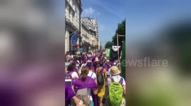 Women march in London to celebrate 100 years of female suffrage