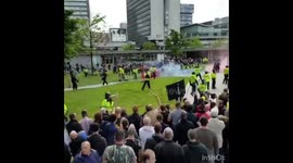 Football lads vs Antifa in Manchester.