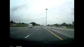 Moment truck driver hurled from cabin after 'falling asleep at wheel without seatbelt'
