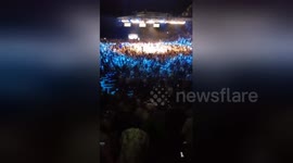 Crowd fighting during Tyson Fury fight in Manchester