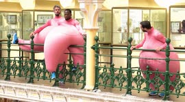 'Giant' men in pink sumo suits bounce around Birmingham Museum