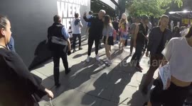 Will Poulter, Rafferty Law and Vanessa White depart fashion week show