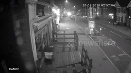 Footage shows drunk driver losing control and swerving into wall