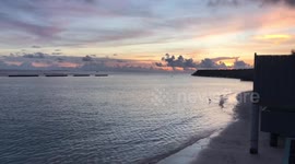 Sunset at Maldives beach