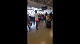 Dancing man Gatwick airport station