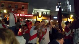 Peru fans gathered outside bar on Moscow streets ahead of World Cup