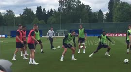 Harry Kane gets the runaround at first England training