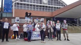 Protesters chant 'NHS not for sale' in Manchester