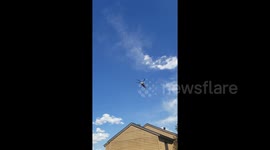 Firefighting helicopter en route to Buffalo Fire in Colorado county