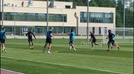 Raheem Sterling drops a dolly during England nerf training