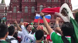 Mexico fans sing near red square