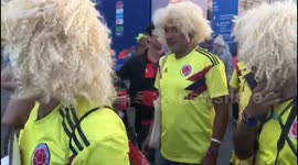 Newsflare Edit - Colombia fans dressed as Carlos Valderrama descend on Saint Petersburg