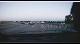 Early morning car vs. van vs. truck vs. everybody road rage in California