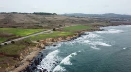 Hwy 1 aerial shot along the coast